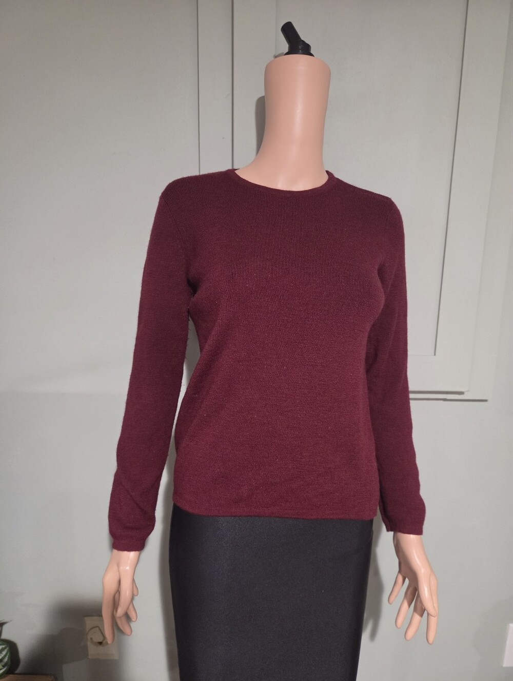 Vintage Tweeds 100% Italian Merino Wool Burgundy Crewneck Sweater Medium - Picture 13 of 14